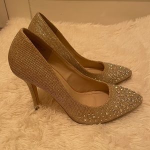 Gold sparkle heels